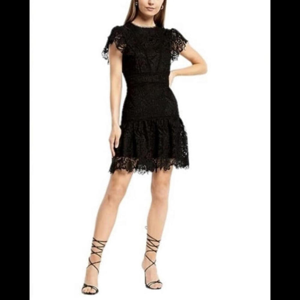 Express - Lace Flutter Sleeve Mini Dress